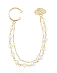 Diamond Cloud Pearl Chain to Cuff Earring (SINGLE)