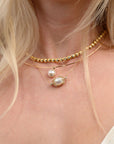 Pearl Pendant with Pavé Inlaid Cloud Gold Collar