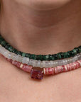 Raw Emerald Faceted Heishi Bead Necklace