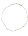 14k Pink Tourmaline and Aquamarine Floating Diamond Necklace
