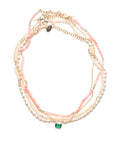 14k Pink Opal and Floating Diamond Necklace