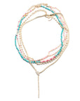Red/Pink Enameled Heart Pendant and Turquoise Beaded Necklace