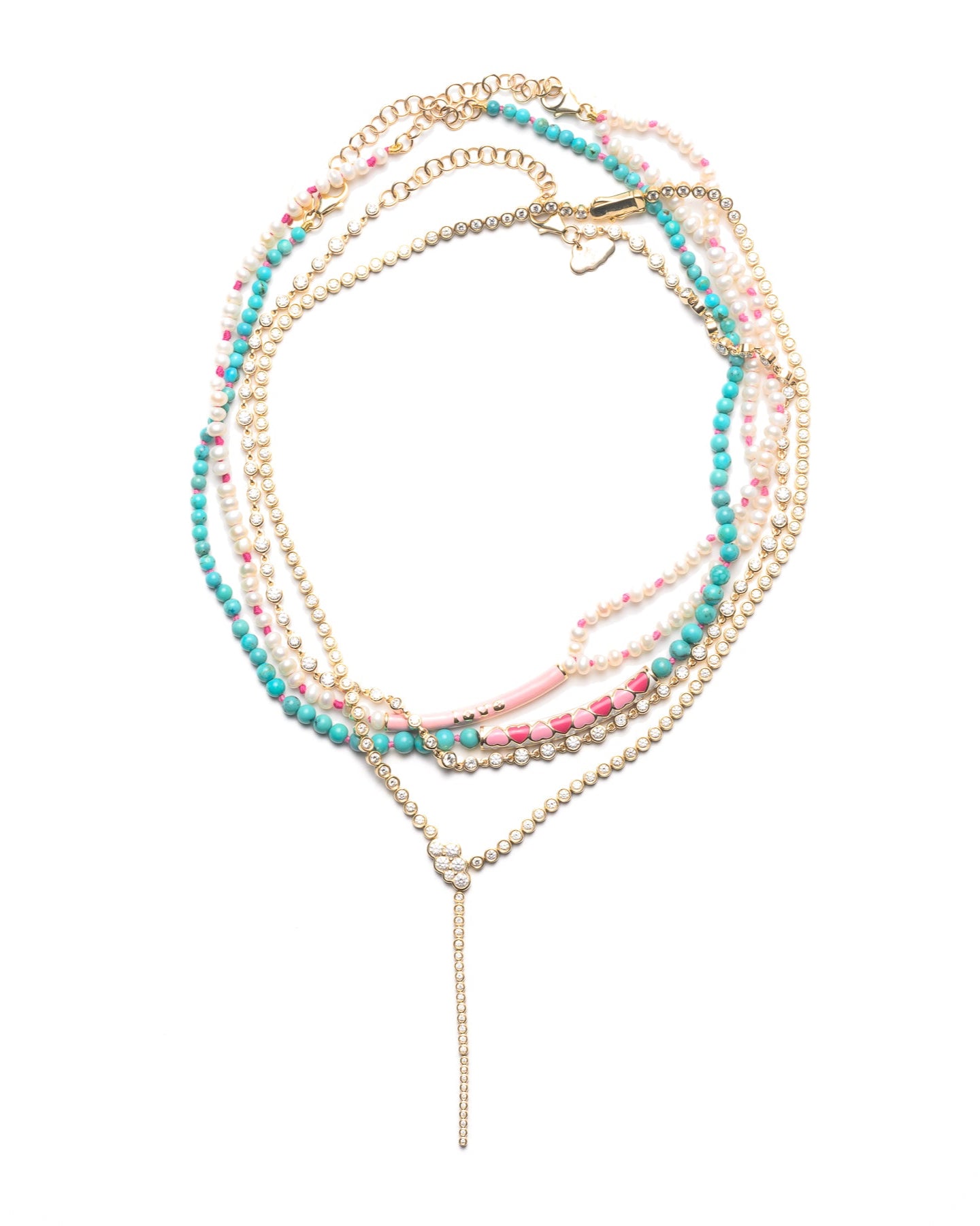 Turquoise and Marquise Cut Diamond Necklace