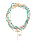 Red/Pink Enameled Heart Pendant and Turquoise Beaded Necklace