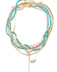 Turquoise and Round Cut Diamond Necklace