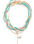 14k Turquoise and Round Cut Floating Diamond Necklace