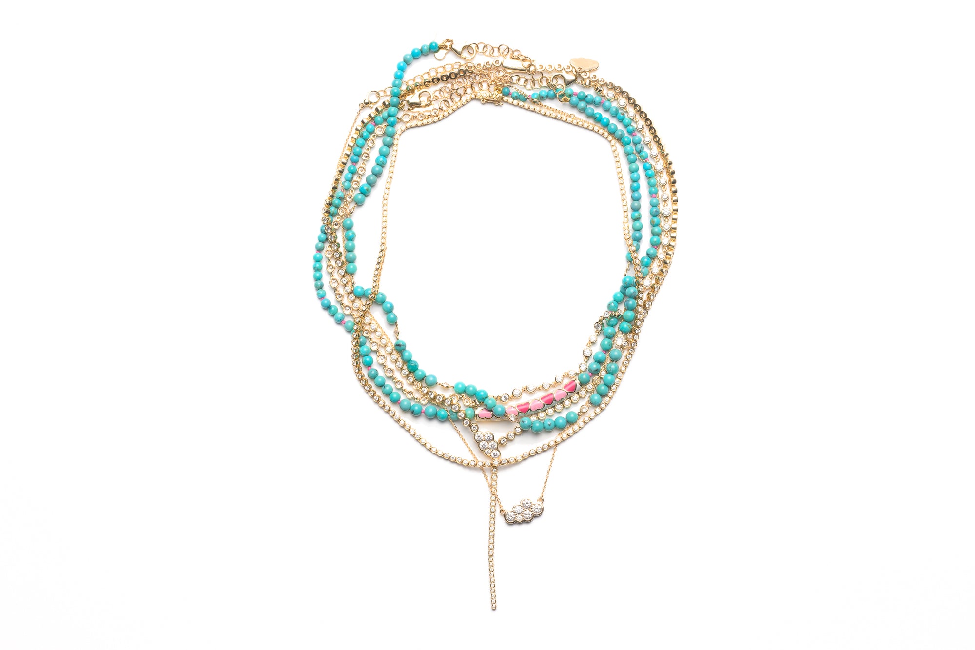 Suspended Cloud Bezel-Set Lariat Necklace