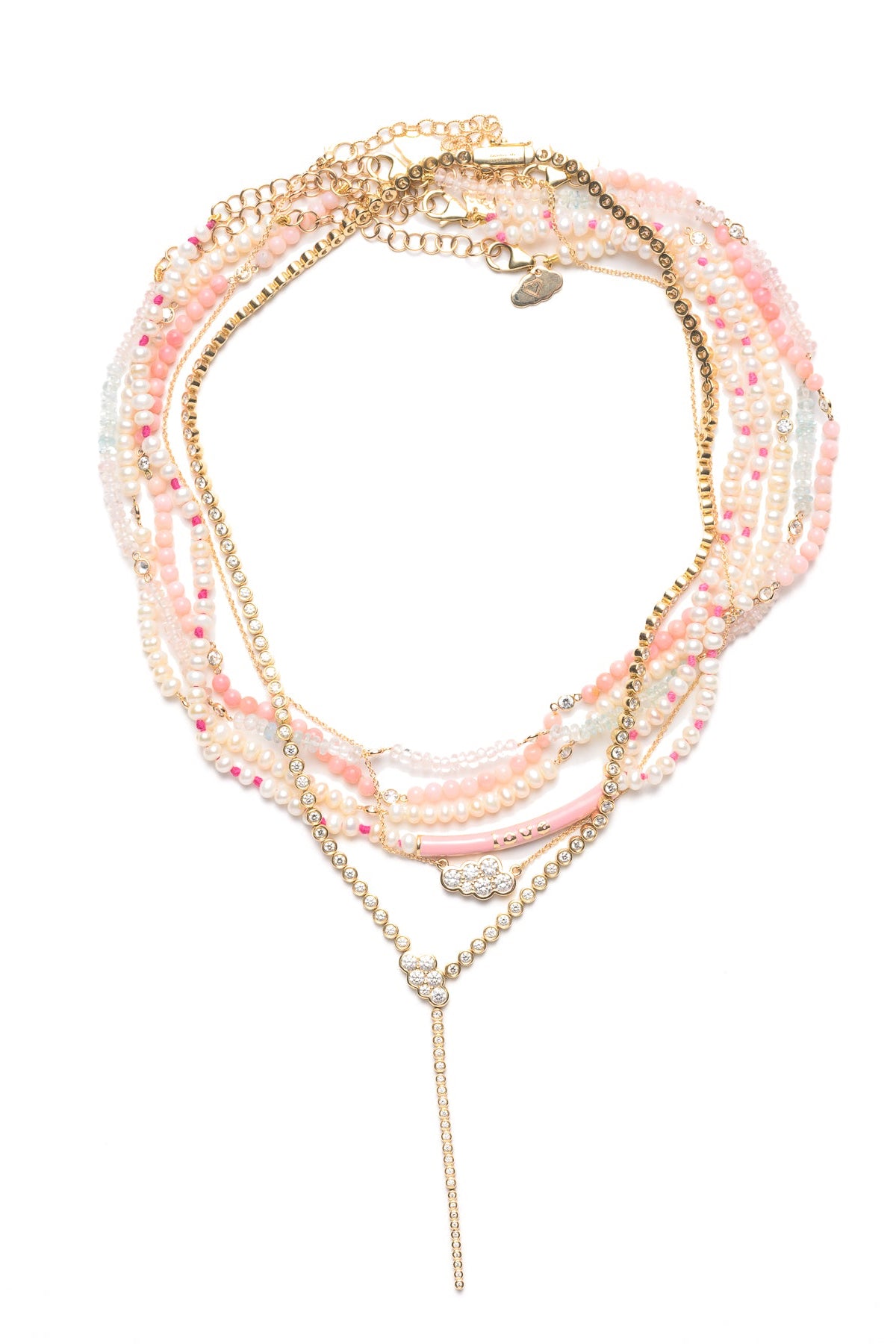 Suspended Cloud Bezel-Set Lariat Necklace