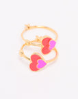 Double Heart Enamel Hoops