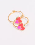 Double Heart Enamel Hoops