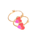 Double Heart Enamel Hoops