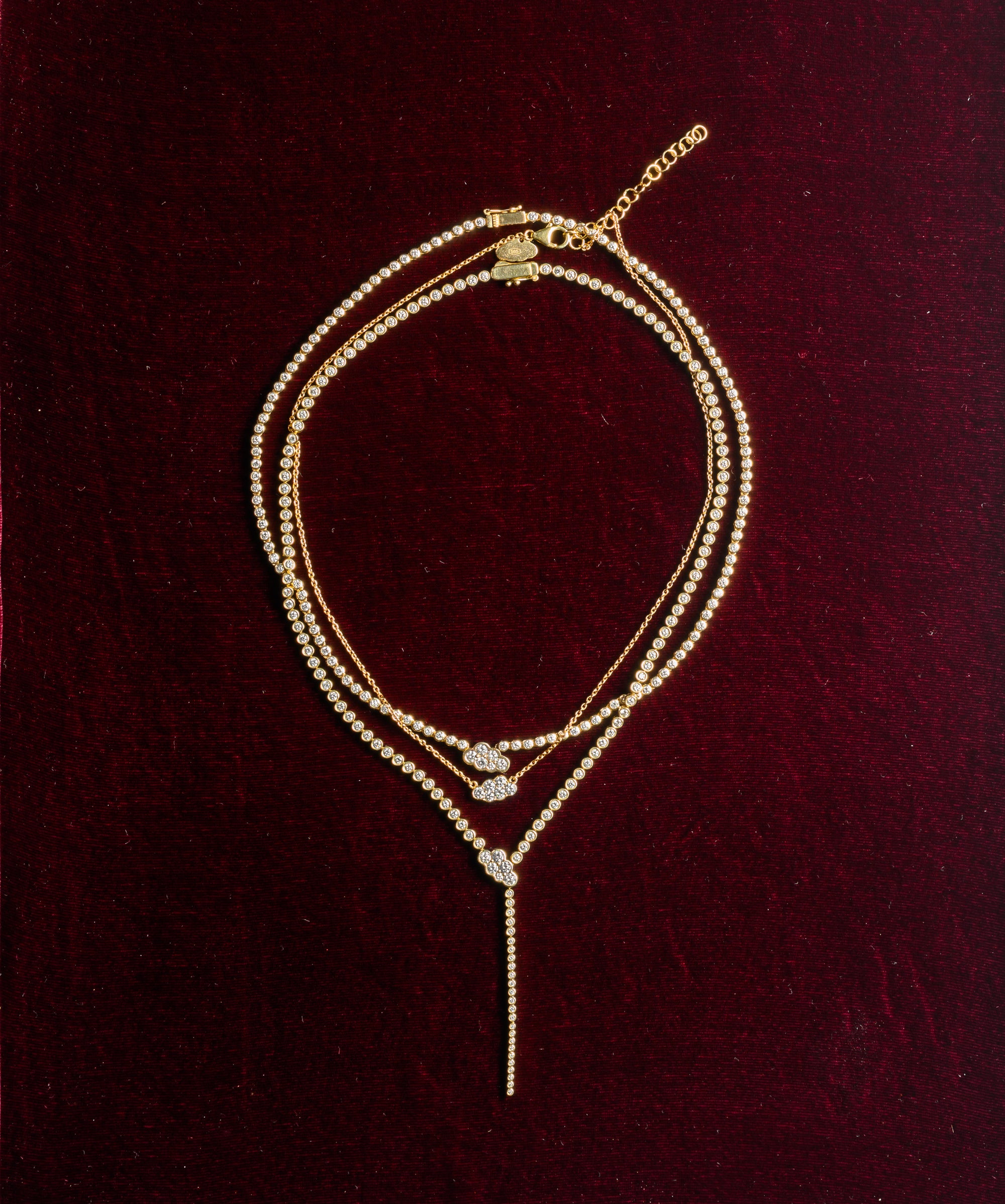 Suspended Cloud Bezel-Set Lariat Necklace
