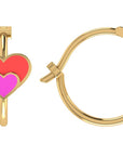 Double Heart Enamel Hoops