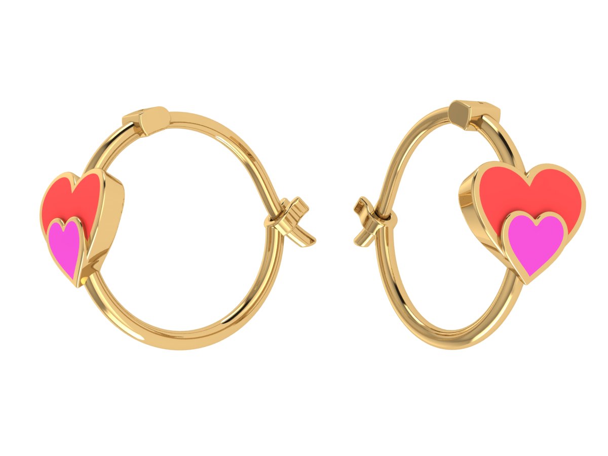 Double Heart Enamel Hoops
