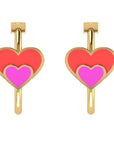 Double Heart Enamel Hoops