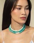 6 mm Arizona Turquoise Beaded Necklace with Diamond Rondelles