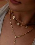 Multi-Diamond Triple Cloud Corded Choker