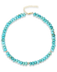 10 mm Hand-Selected Arizona Turquoise Tyre Necklace with Diamond Rondelles