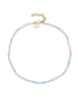 14k Pink Tourmaline and Aquamarine Floating Diamond Necklace