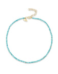 3 mm turquoise and diamond rondelles heishi bead necklace