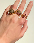 Double Ruby Wrapped Heart Ring
