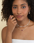 14k Saltwater Pearl and Floating Diamond Necklace