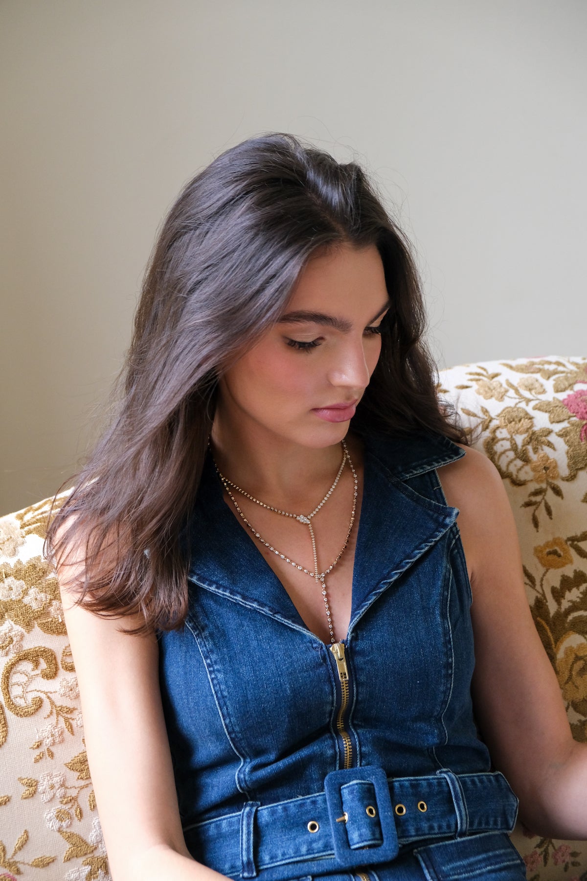 Suspended Cloud Bezel-Set Lariat Necklace