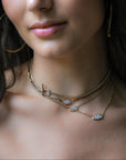 Multi-Diamond Triple Cloud Corded Choker