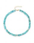 10 mm Hand-Selected Arizona Turquoise Tyre Necklace with Diamond Rondelles