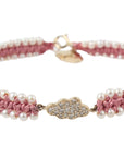 Pavé Cloud Pale Pink Pearl Corded Bracelet