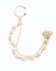 Diamond Cloud Pearl Chain to Cuff Earring (SINGLE)