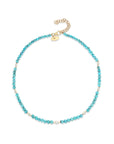 14k Turquoise and Round Cut Floating Diamond Necklace