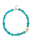 Natural Turquoise Beaded Necklace with Large Tibetan Cloud