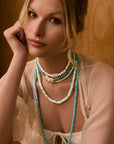 Montana Opera Length Turquoise Necklace with Diamond Rondelles