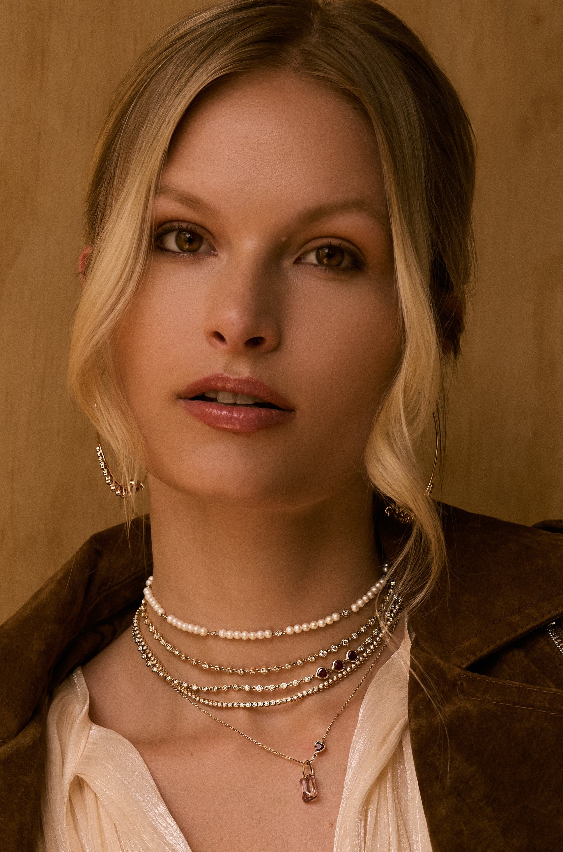 Tender Heart Diamond and Ruby Flux Line Necklace