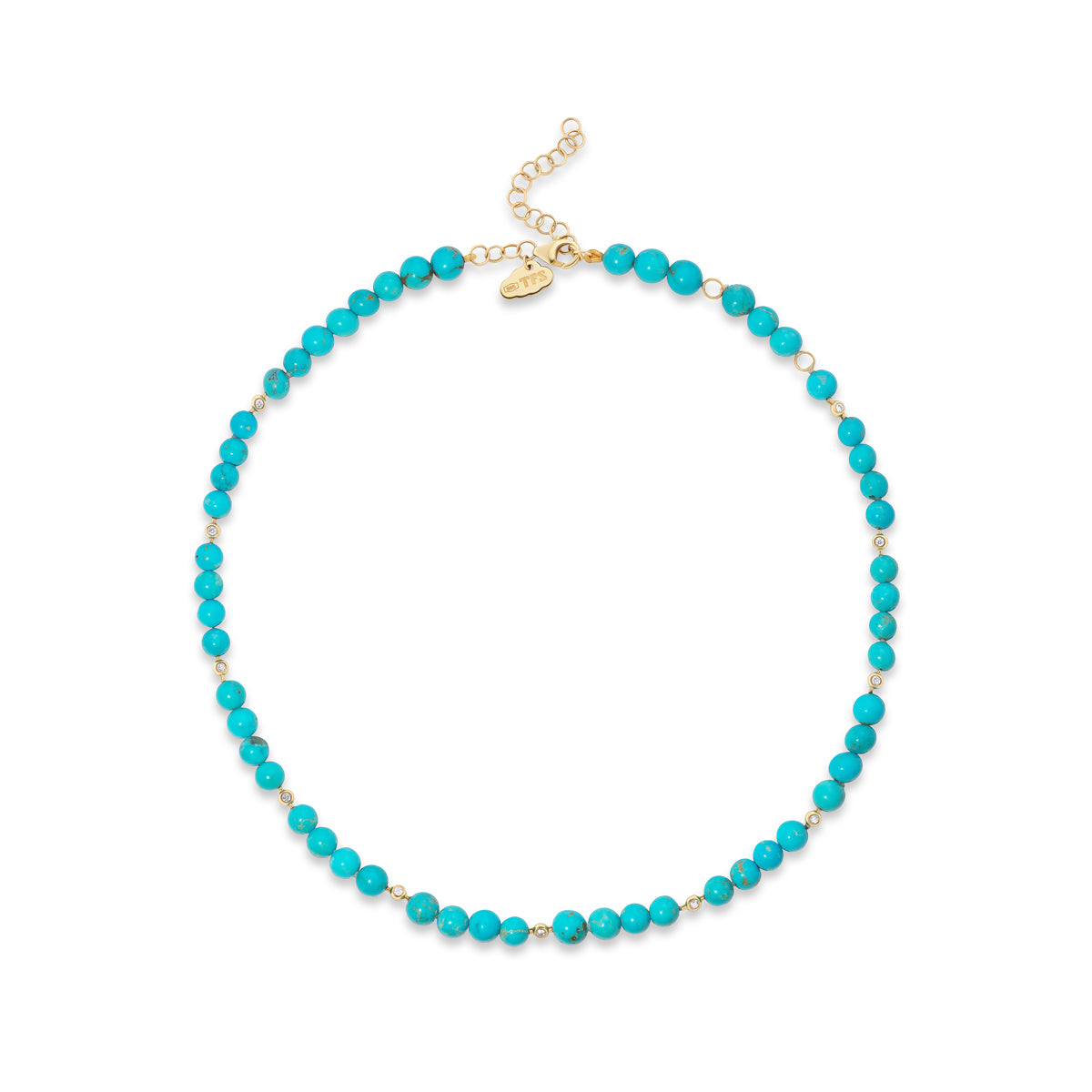 Blue Frequency Turquoise Bezel Set Diamond Necklace