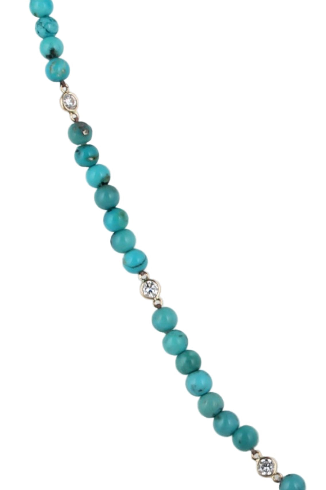 Turquoise and Round Cut Diamond Necklace