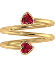 Double Ruby Wrapped Heart Ring