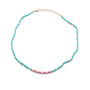 Red/Pink Enameled Heart Pendant and Turquoise Beaded Necklace