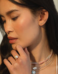 14k Pink Opal and Floating Diamond Necklace
