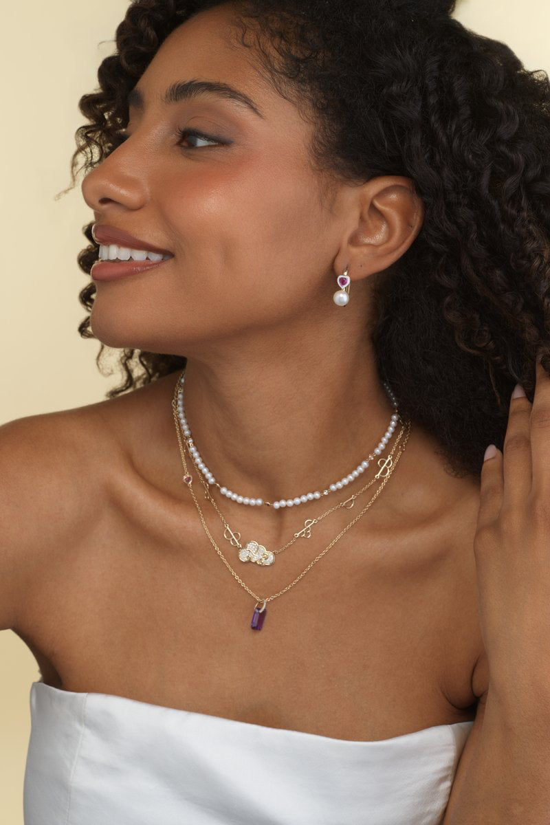 Amethyst Ruby Jewel Pendant with Diamond Bail