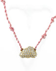 Tiny Diamond Pave Cloud with Silk Knotted Cord