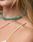 10 mm Hand-Selected Arizona Turquoise Tyre Necklace with Diamond Rondelles