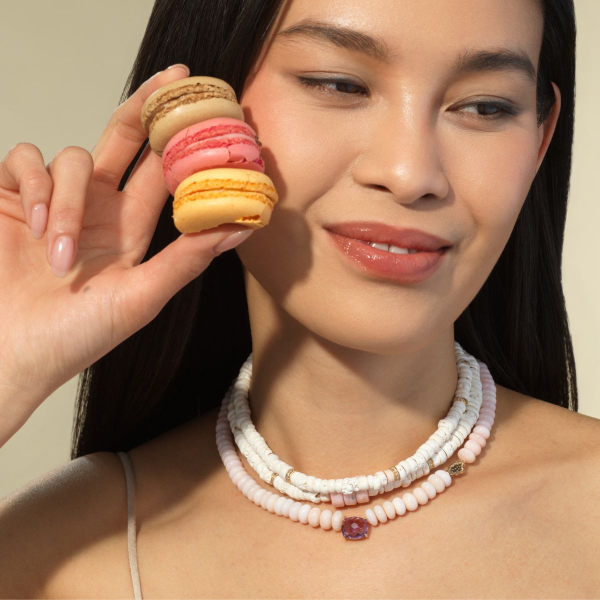 Dharma Wave Puka Shell Heishi Bead Necklace