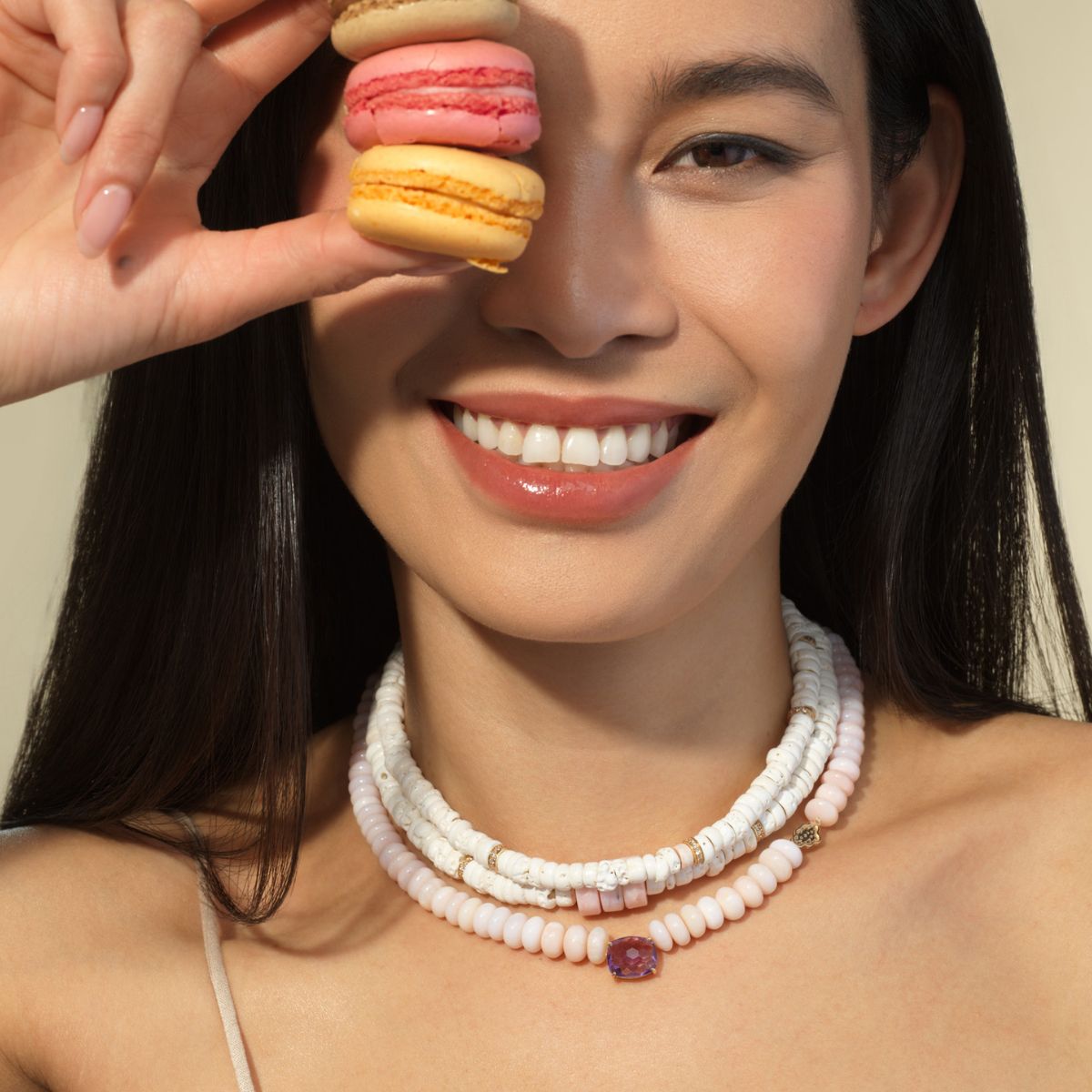 Dharma Wave Puka Shell Heishi Bead Necklace