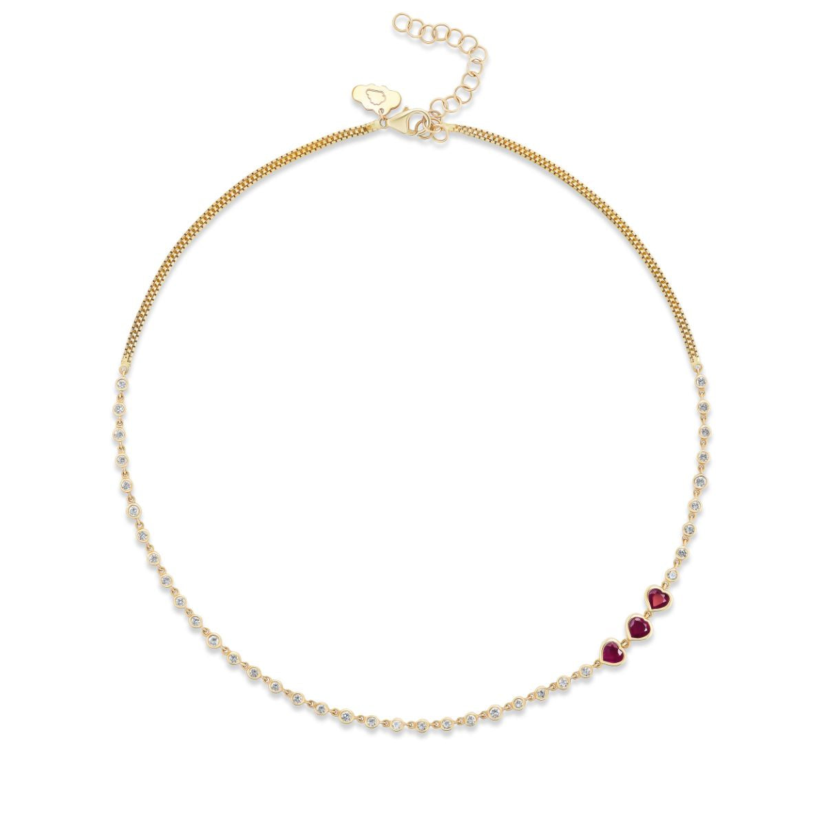 Tender Heart Diamond and Ruby Flux Line Necklace