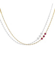 Tender Heart Diamond and Ruby Flux Line Necklace