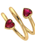 Double Ruby Wrapped Heart Ring