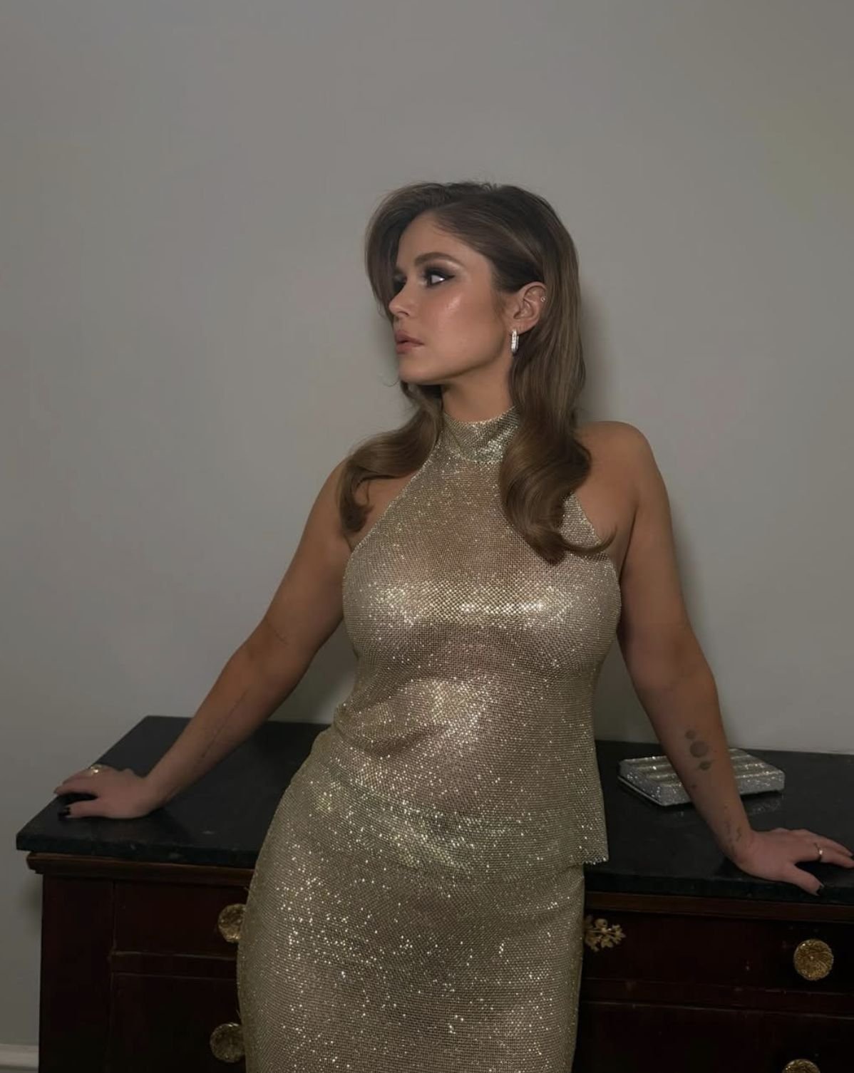 Erin Moriarty wearing Diamond Bombe Glacée and Mārta Rings
