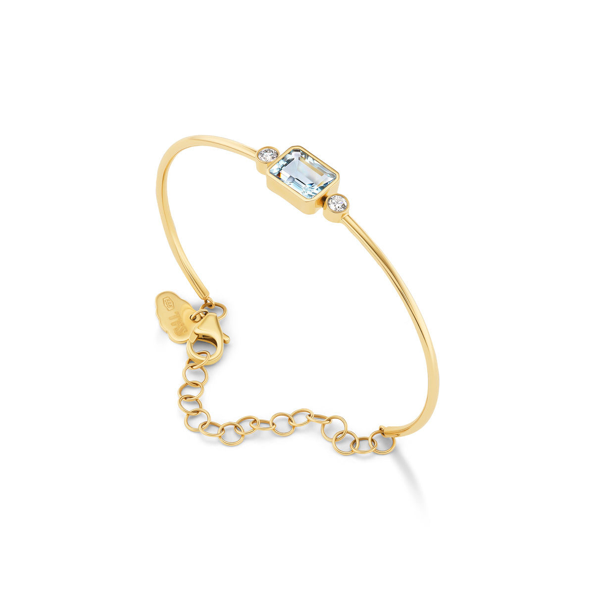 Emerald-Cut Aquamarine + Diamond Bracelet